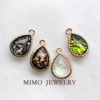 mimo jewelry copper plated gold plated water drop shaped imitation colorful opal gold foil shell pendant diy accessories