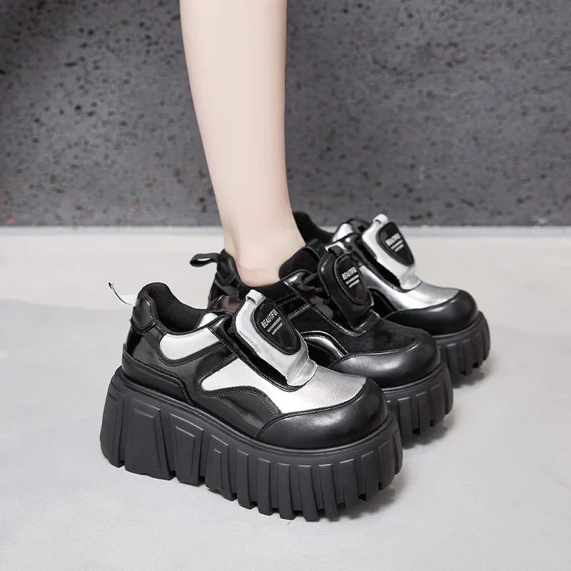 Женские туфли на высокой платформе AUTUSPIN кожаные лоферы разных цветов толстой