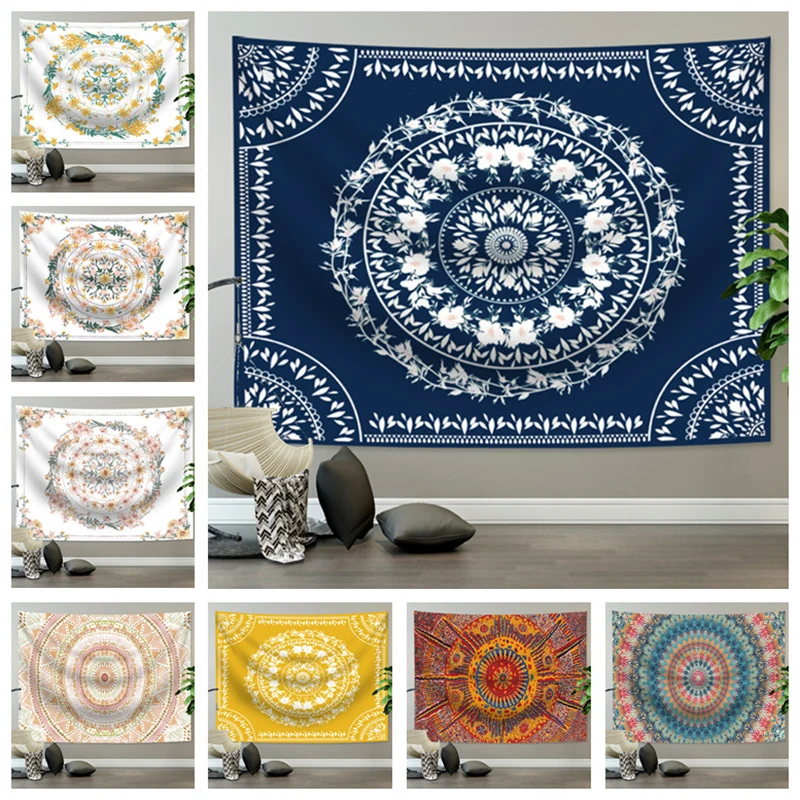 

Indian Mandala Tapestry Wall Hanging Camping Tent Travel Mattress Bohemian Sleeping Pad Tapestries Sandy Beach Throw Rug Blanket