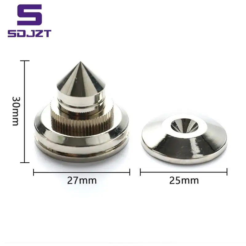 

4 PCS 30*27mm speakers Stand Feet Foot Pad Pure copper silver loudspeaker box Spikes Cone Floor Foot Nail M28*26