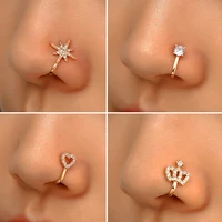 1pcs women fake piering nose ring clip septum rock hip hoop punk fashion stainless steel body jewelry fake perforation nose ring