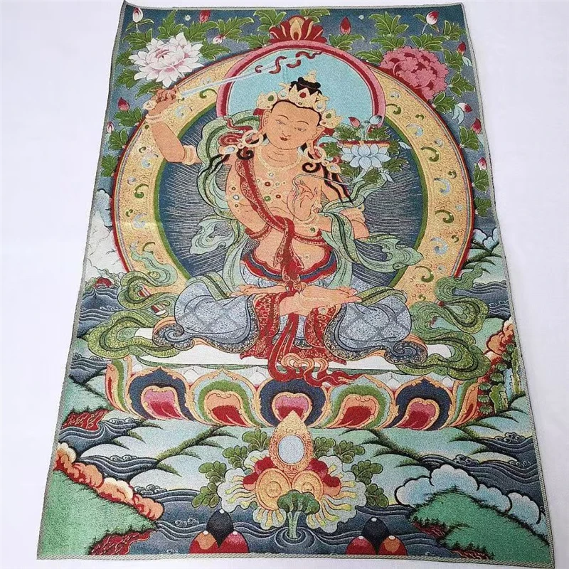 Картина с вышивкой Тханка картина ткани Манджусри Бодхисаттвы для украшения