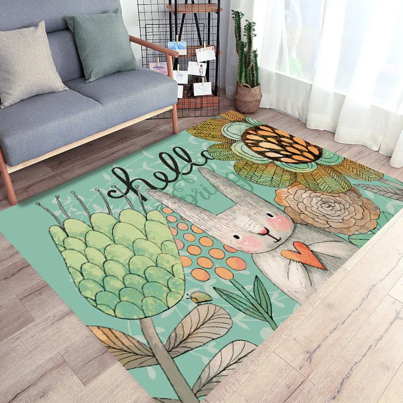 

Simple Cartoon Animal Pattern Children's Room Carpet Bedroom Bedside Carpet Mat Girl Room Carpet Living Room Non-slip Mat