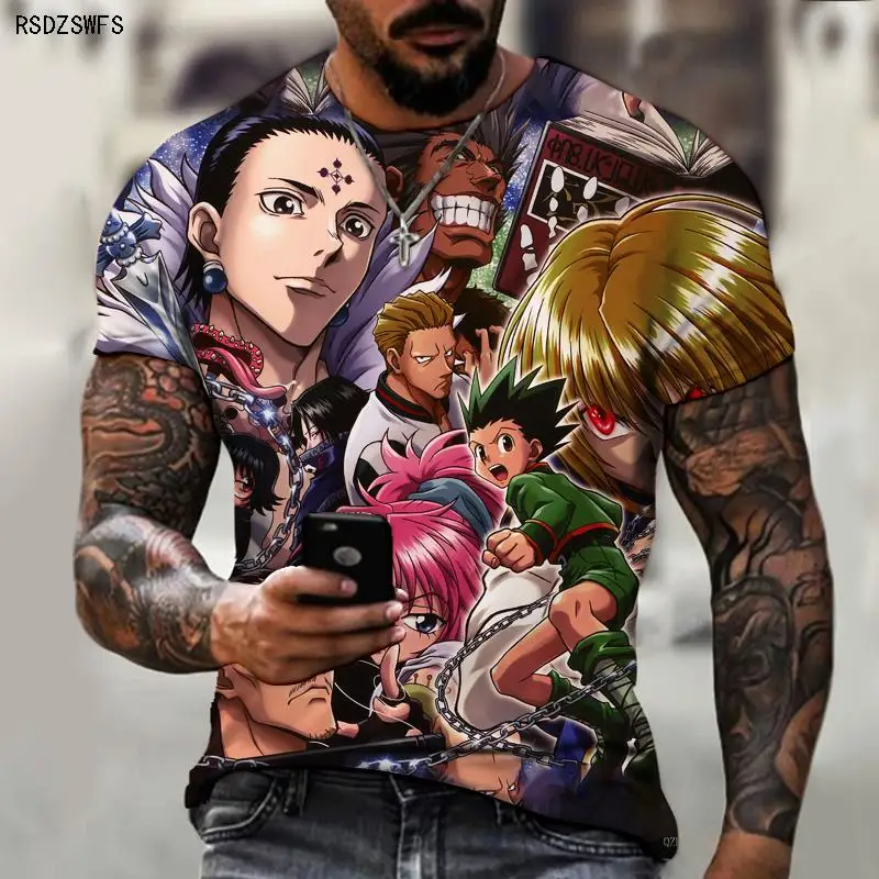 

Full-time Hunter Cartoon Animation 3D Printing International 2022 Spring and Summer Men's T-shirt Art Men's Street Shirt O-neck