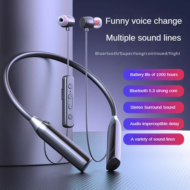 

Wireless Bluetooth Headset 5.3 High-Capacity Stereo Subwoofer Without Delay K Song Sports In-ear Earbud Neckband Gamer Headphone