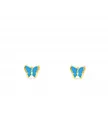 Серьги для девочек и малышей 18k Золотая Бабочка интенсивная синяя эмаль