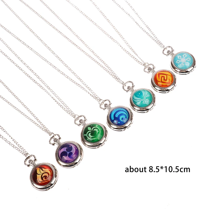 

Genshin Impact Flip Cover Pocket Watch Retro Personality Student Cabochon Pendants Necklace Watch Men Women Fashion Pocket Watch