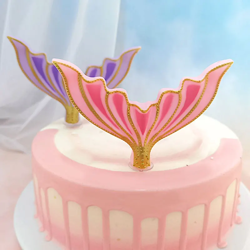 

Mermaid Cake Topper Fishtail Cake Flags Children's Day Wedding Birthday Cake Decoration Tool Supplies Baby Shower Favors