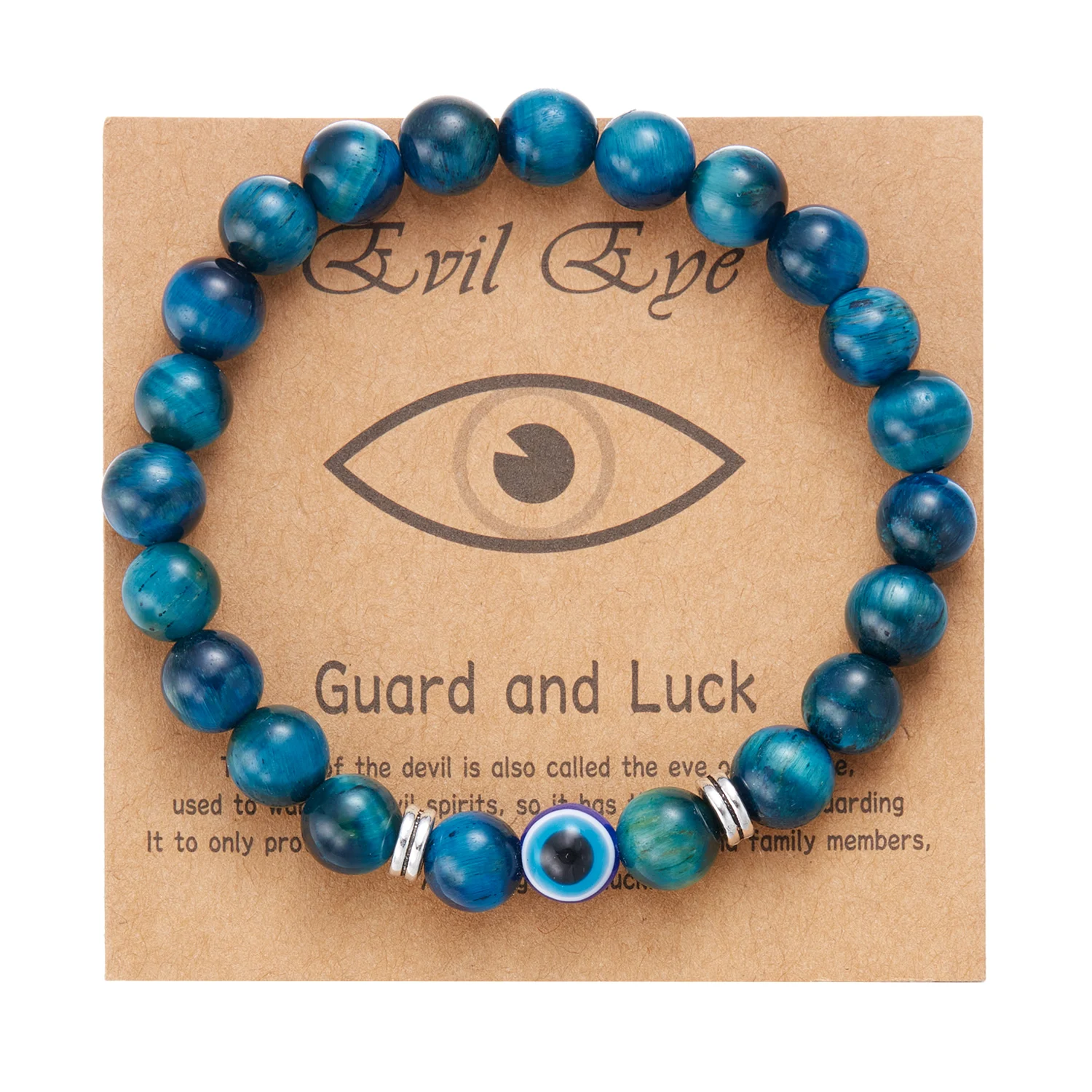 Мужские браслеты с бусинами Турецкий Дурной глаз 8 мм браслет вулканическим