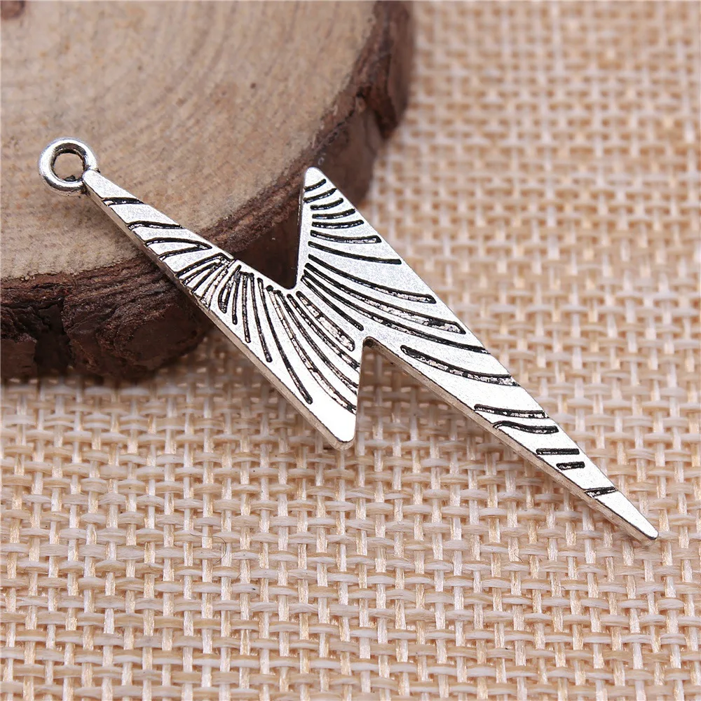 8Pcs 50x14mm Antique Silver Color Lightning Charms Pendants Earrings Necklace Accessories DIY Charms for Jewelry Making Findings