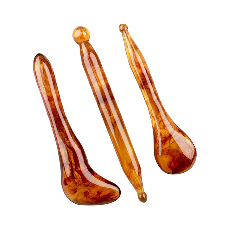 Массажер для лица тела гуаша из смолы янтарный массаж соскабливание шеи пчелиный