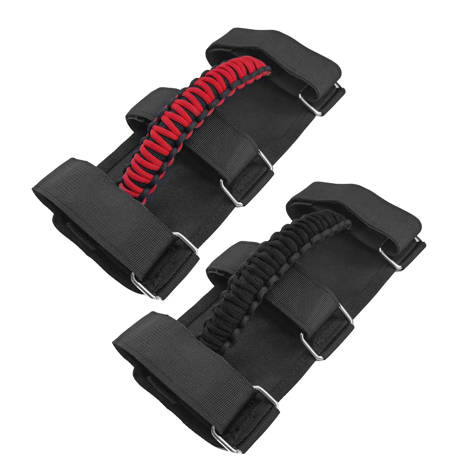 

Roll Bar Handles Upgrade Red Black Grip Handle Deluxe Easy To Install Sports Paracord Grip Handle With 3 Nylon Straps Red Black