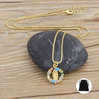 trendy virgin mary pendant necklace for women colorful color our lady of guadalupe zircon gold plated chain jewelry party gift