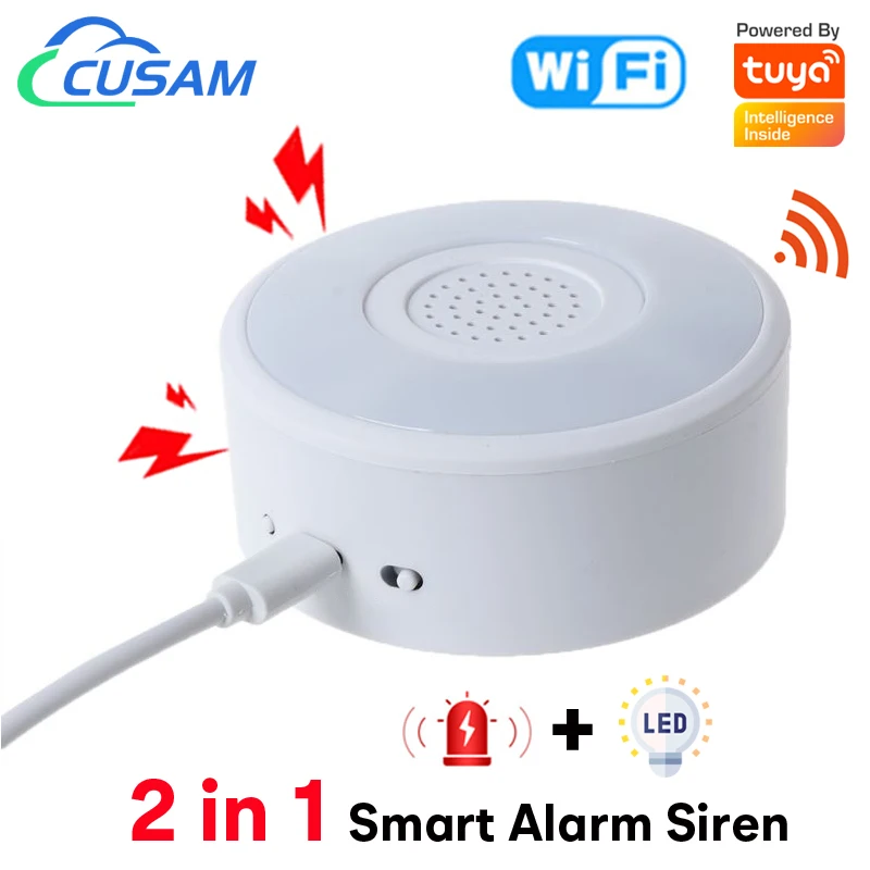 Фото Умная сирена с Wi-Fi, громкий динамик 90 дБ с подсветкой RGB для домашней системы безопасности Tuya №1