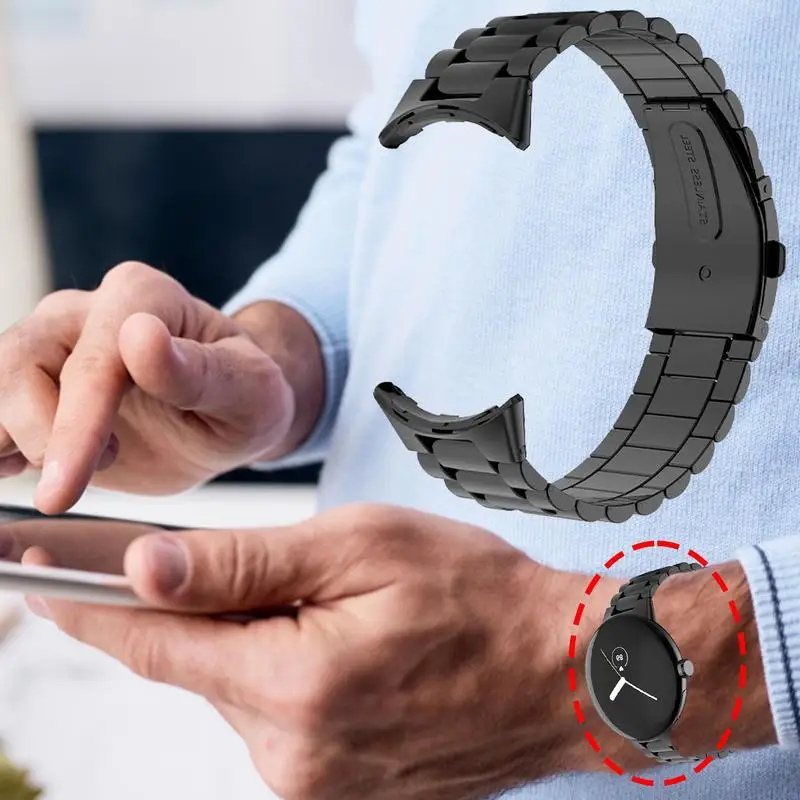 

Ремешок для наручных часов Google Pixel, сменный металлический браслет без зазора, со складной пряжкой, аксессуары для часов