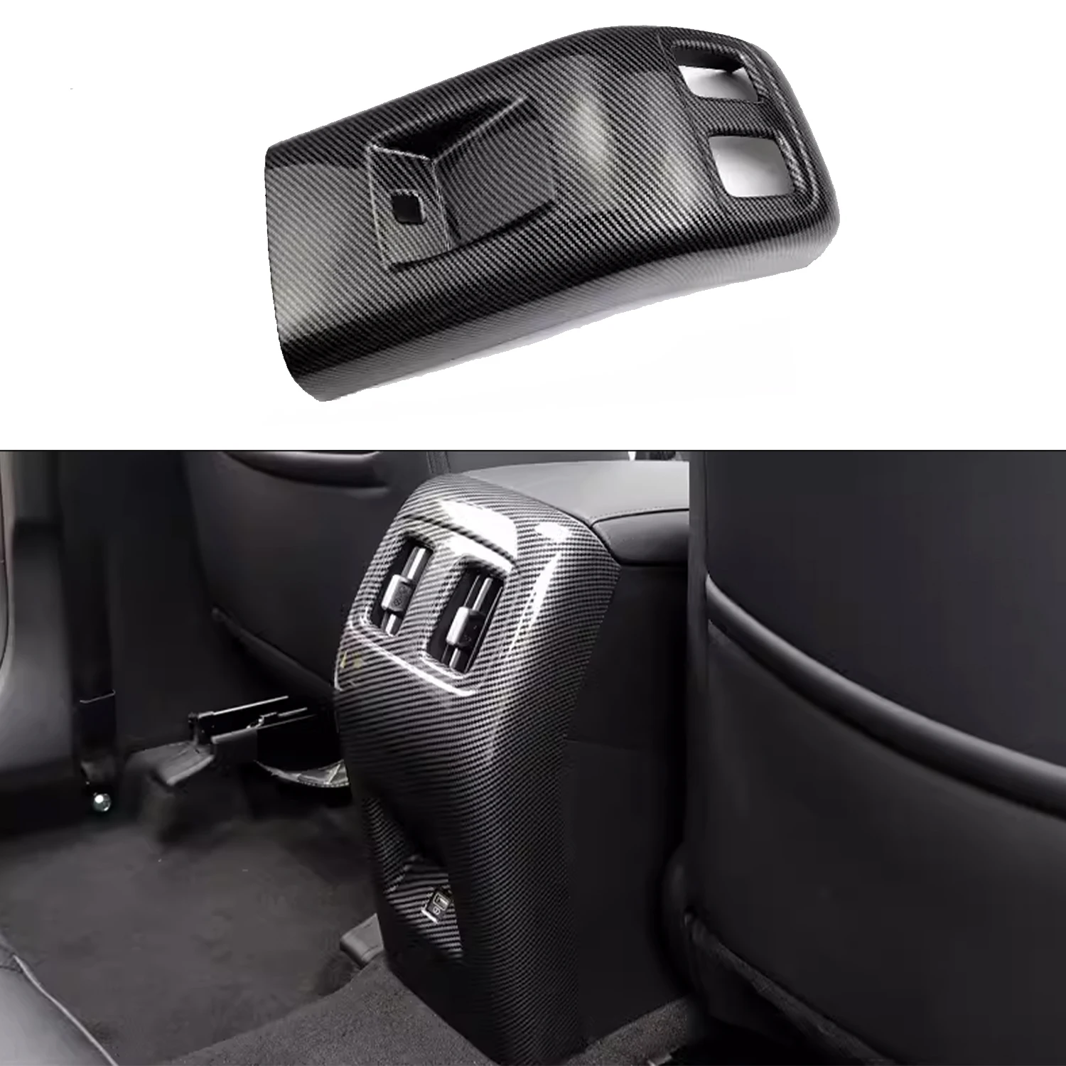 

Аксессуары для салона автомобиля для Hyundai Tucson NX4 2022 2023, задний подлокотник, Крышка вентиляционного отверстия, отделка ABS, углеродное волокно, черный, 1 шт.