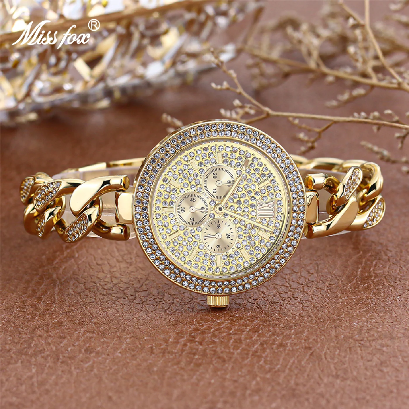 

Women Watch Fashion Brand MISSFOX Luxury Gold Elegant Party Dress Quartz Watches For Ladies Sparkly Bracelet Clock Droshipping