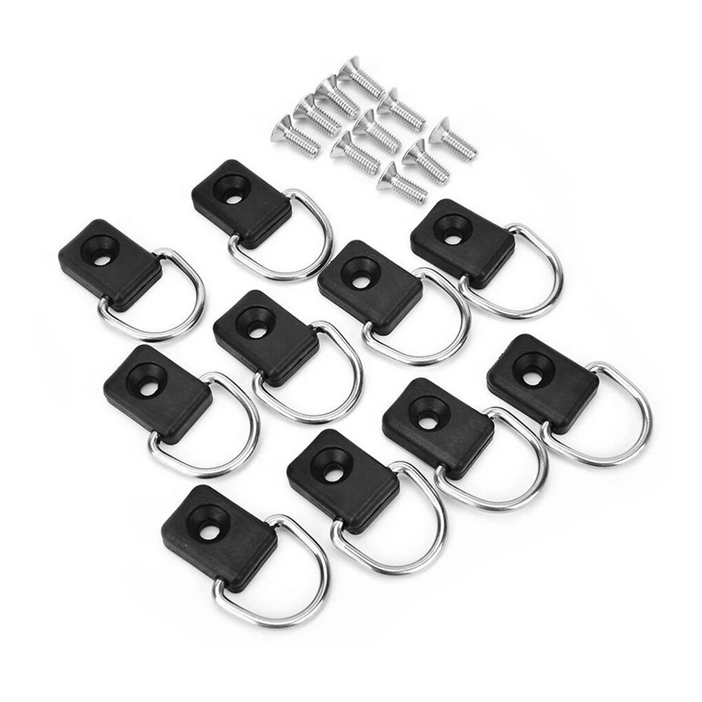 

Pack of 10 Kayak Stainless Steel Ring Buckle with Screws Deck Supplies Tie Down Loop Sets Rigging for Boat Canoe