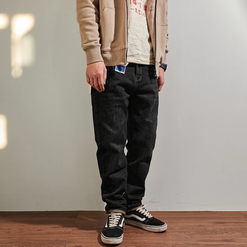 Heavy n Retro Jeans men's winter suede stretch casual pants