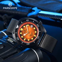 parnsrpe diver mens automatic mechanical watch japan nh35 movement brown dial rubber strap sapphire glass elegant mens watch