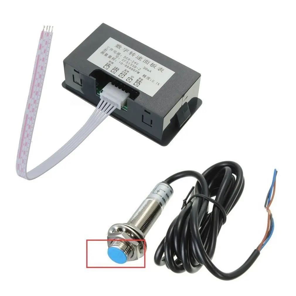 4 Digital LED Blue Tachometer RPM Speed Meter+Hall Proximity Switch Sensor NPN | Measuring Instruments