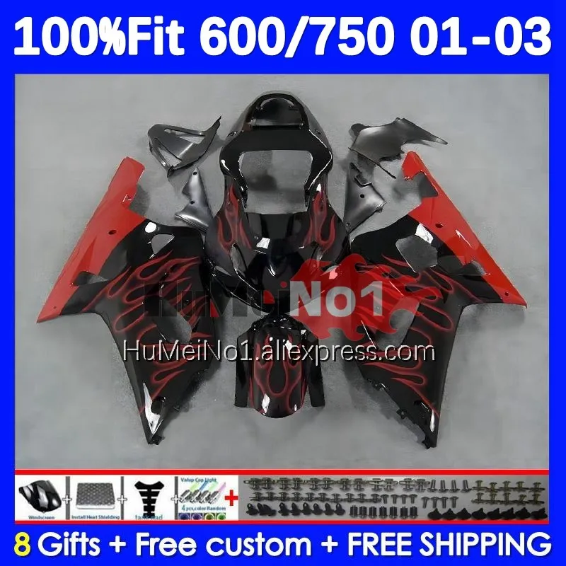

Корпус OEM для SUZUKI GSXR 600 750 CC K1 GSXR600 14No.57 GSXR-600 xr750 01 02 03 2001 2002 2003 инъекция обтекателей Красного пламени
