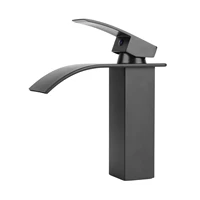 black basin faucet deck mounted single lever bathroom crane waterfall brass bathroom tap hot cold water mixer taps