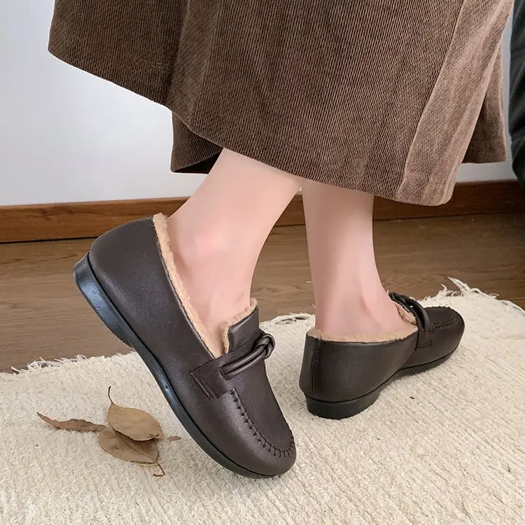 Женские туфли из ПУ кожи на плоской подошве без застежки