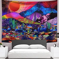 purple mushroom starry sky mountain tapestry psychedelic home decoration wall room decor aesthetic hippie decor