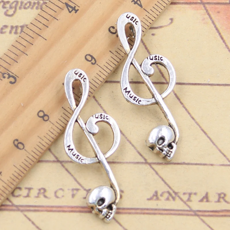10 шт. подвески, Череп, музыкальная нота, скелет, голова 41x5 мм