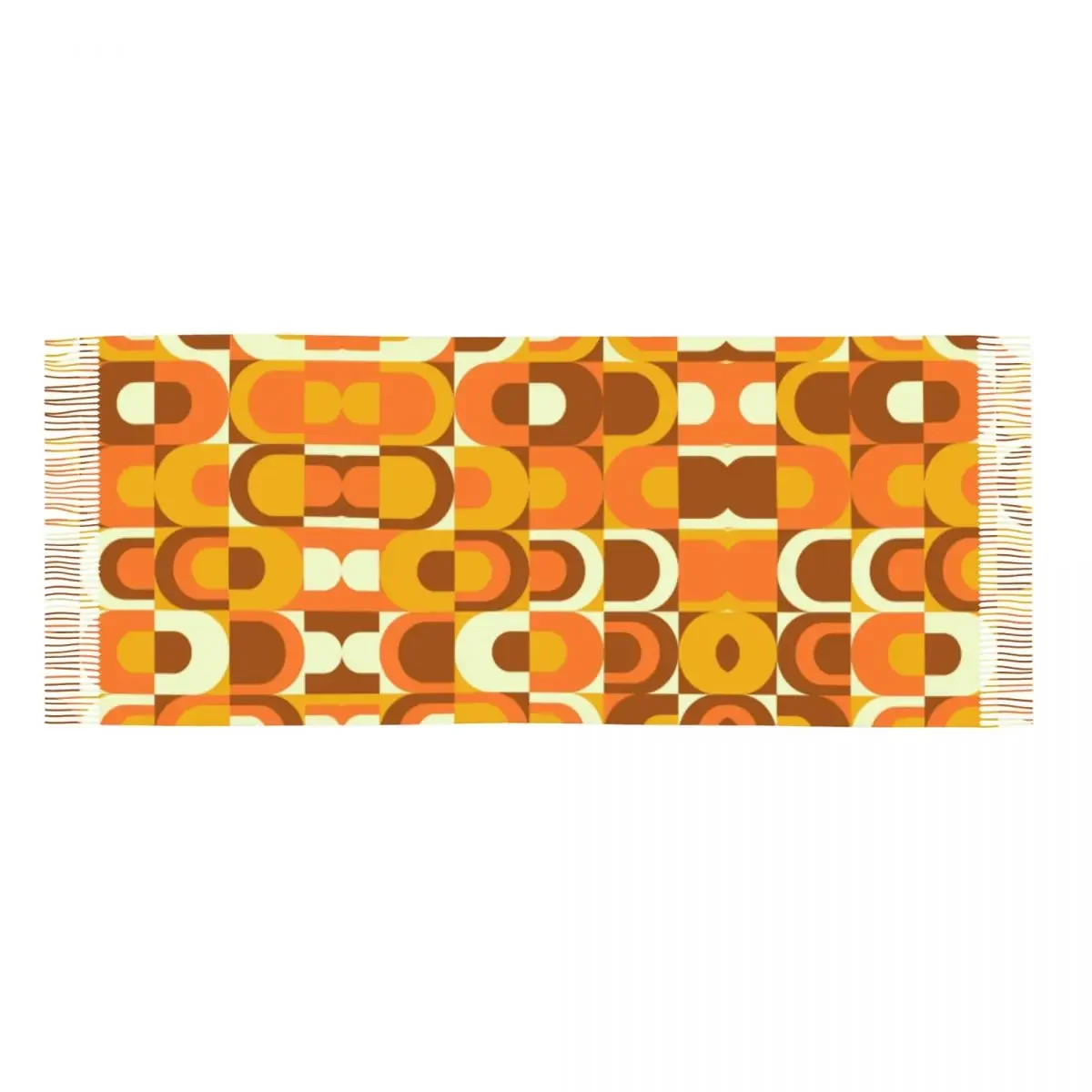 Ретро-шарф с рисунком в оранжево-коричневых оттенках женский и мужской роскошный