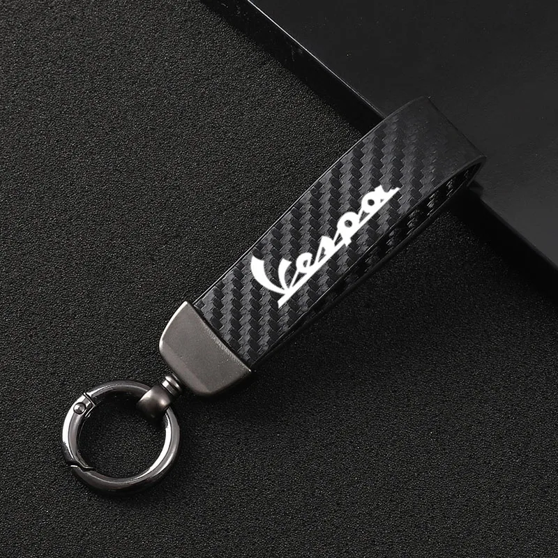 

For Piaggio Vespa Sprint Primavera 50 150 150S 946 GTS GTV LX 60 125 250 motorcycle carbon fiber leather rope Keychain key ring