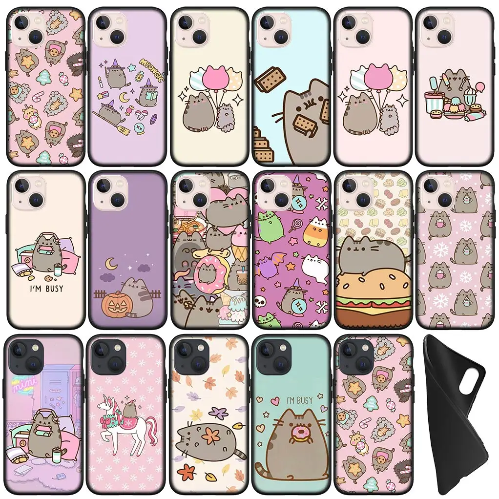 Чехол для телефона Comics P-Pusheens Cat гибкий корпус Apple iPhone 15 14 Plus 13 12 Mini Pro Max + 13Pro чехол