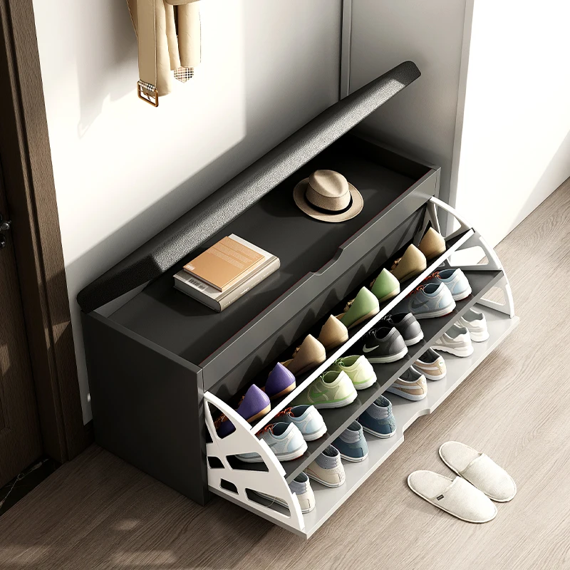 

Shoe-changing Stool Door Household Seatable Dump Shoe Cabinet Seating Stool Integrated Italian Soft Bag Shoes Stool Entrance