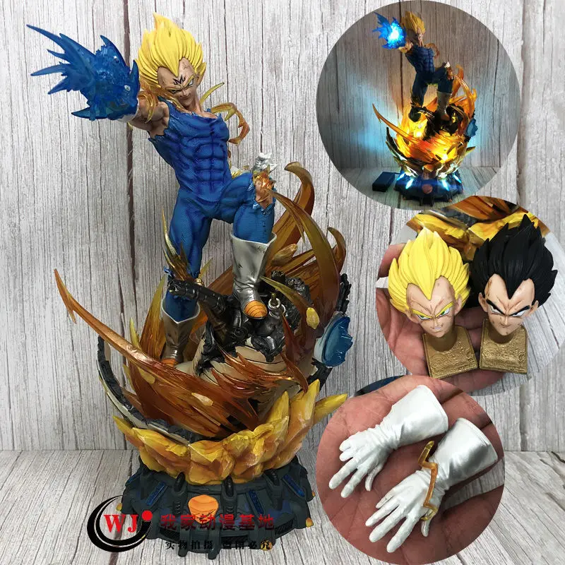 

Dragon Ball LS Vegeta hand-held GK Monkey King Vegeta three-headed carving oversized luminous statue model ornaments