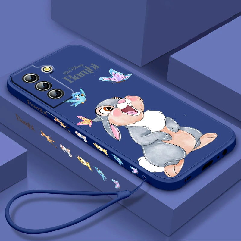 

Bambi Cute Cartoon For Samsung Galaxy S23 S22 S21 S20 S10 S9 Ultra Plus Pro FE Liquid Left Rope Silicone Phone Case