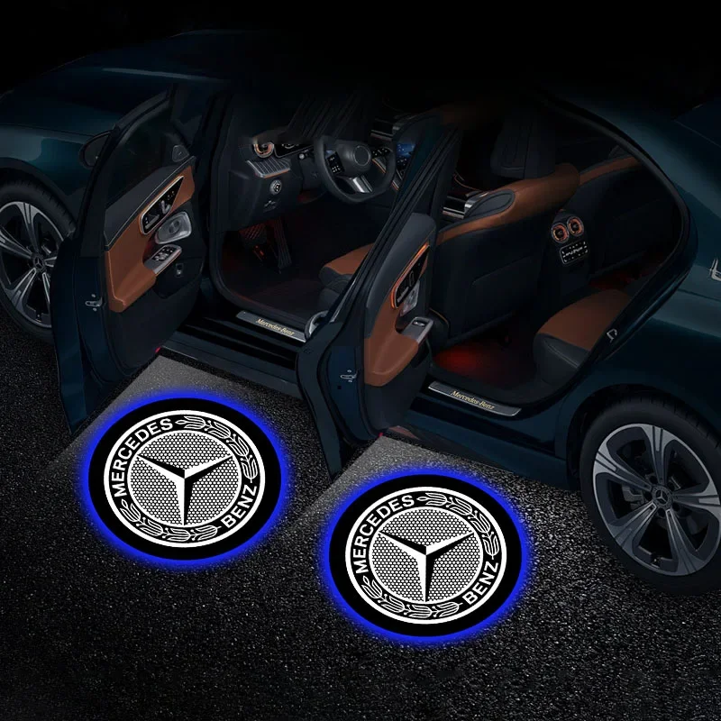 

2 шт. автомобильные дверные фонари с логотипом, проектор HD, приветственные огни, аксессуары для Mercedes Benz AMG W203 W206 W220 W205 W211 W212 W201 W210