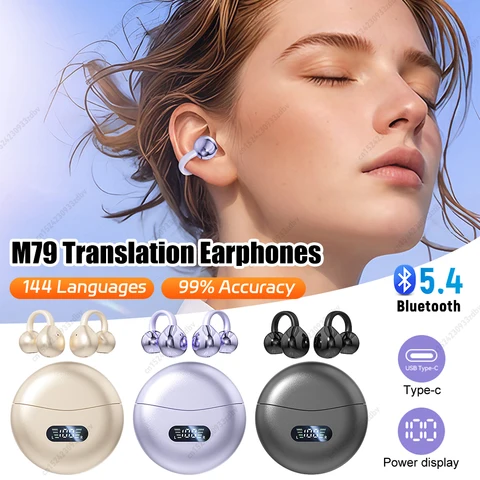 Наушники-переводчики M79 AI, 2025 г., беспроводные Bluetooth-совместимые наушники с 5,4 AI, умный голосовой переводчик OWS, интеллектуальные вкладыши-переводчики