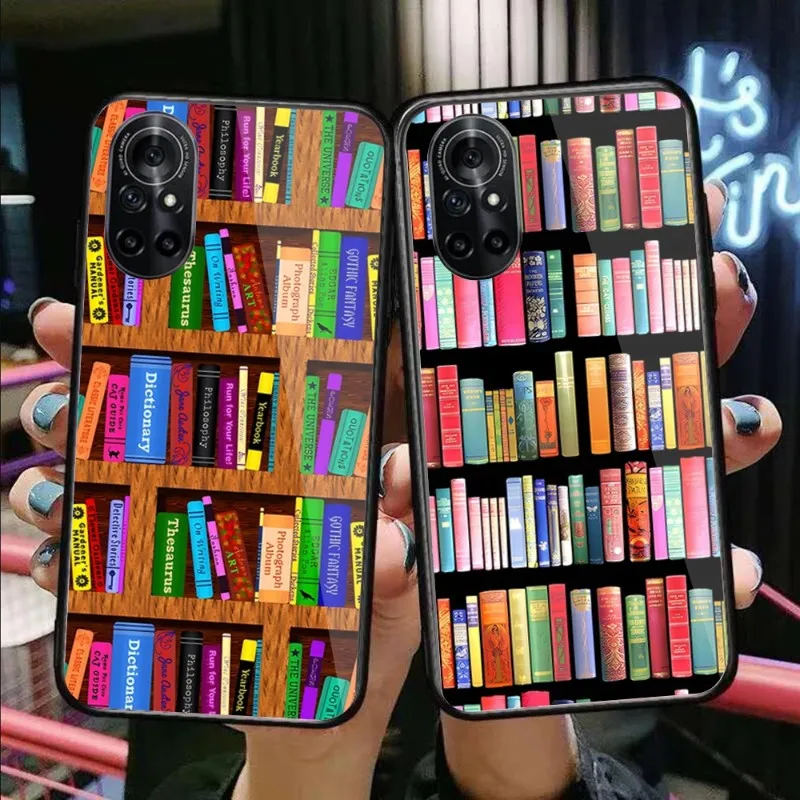 

Чехол для телефона с библиотекой для Huawei P50 P40 P30 P20 Pro Mate 40 30 20 Pro Nova 9 8 7 PC стеклянный чехол для телефона