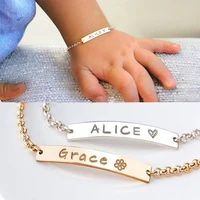custom personalized name baby id bracelet stainless steel link crown bracelet newborn gilrs boy gifts not allergic