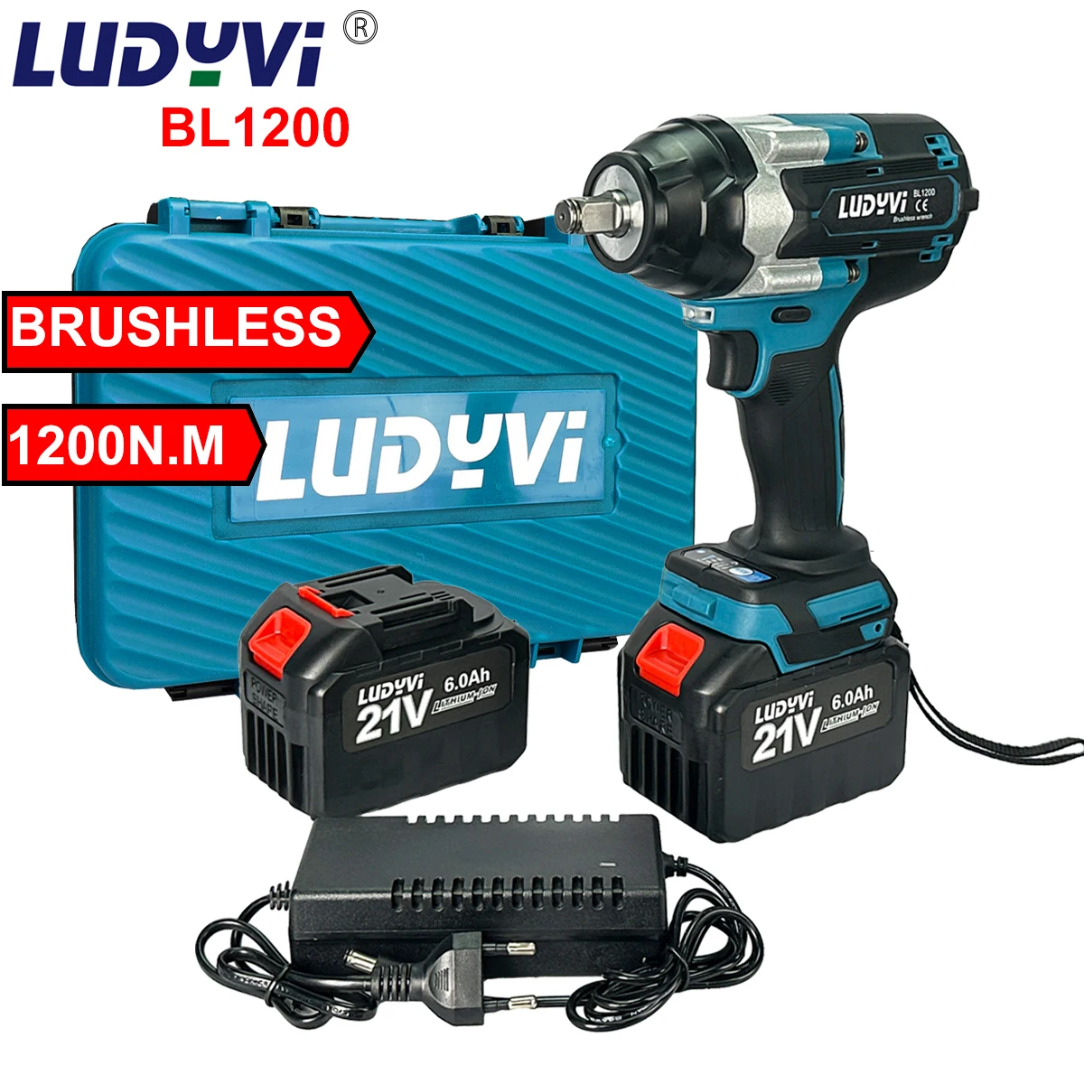 1200N.M  1/2" Cordless Electric Wrench Brushless Motor 21V L