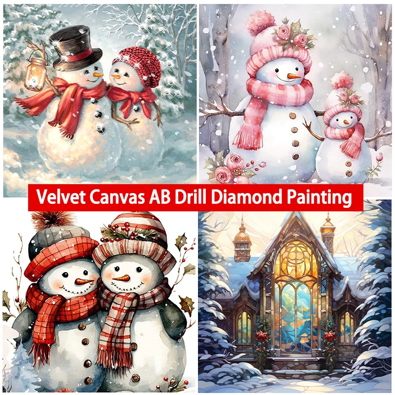 

Набор для творчества 5D, бархатная Бриллиантовая мозаика в виде снеговика
