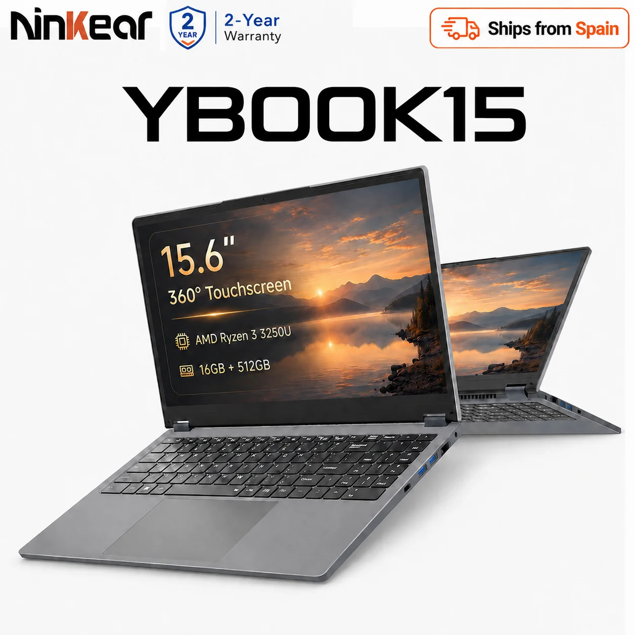 Ninkear YBook15 2‑en‑1 15,6'' FHD táctil AMD Ryzen 3 16 GB 512 GB SSD