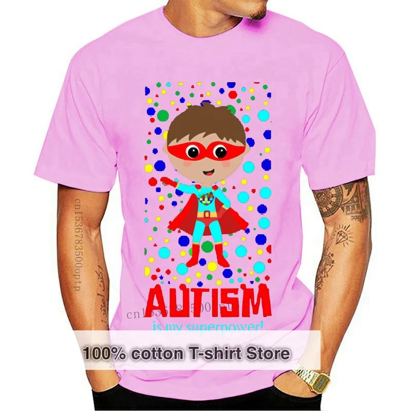 

Printed Autism Day Heroe Autistic Kid T-Shirt For Mens Letter Anti-Wrinkle Comic Tshirts White Clothing