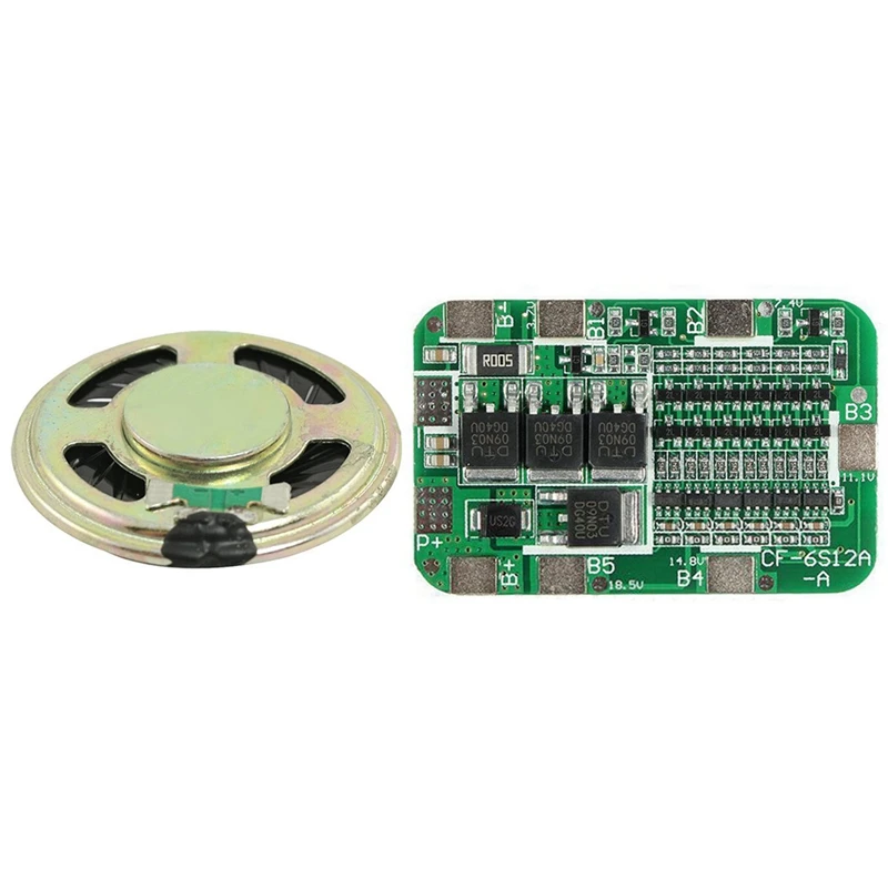 

NEW-1.4 Inch Diameter Aluminum Shell Round Slim Internal Magnet Speaker 8 Ohm 0.5W & 6S 15A PCB BMS Protection Board