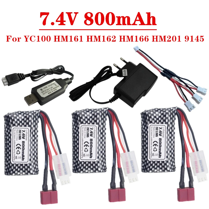 

Модернизированное зарядное устройство 7,4 в 800 мАч Lipo для YC100 HM161 HM162 HM166 HM201 9145 RC 4WD, высокоскоростной внедорожный Автомобильный Аккумулятор 7,4 ...