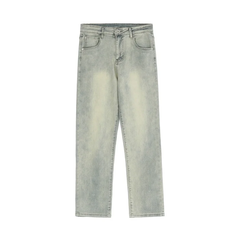 

Men Clothing 2022 Pure Color Water Washing Jeans Men's American Retro Tide Brand Loose Straight Pants Trendy Casual Pants