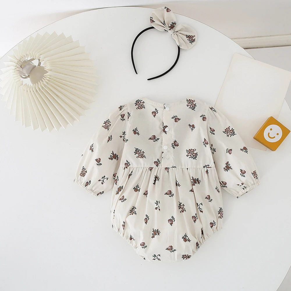 Freely Move Dress Baby Girl Autumn Floral Ruffle Girls Dress and Baby Romper Sister Matching Outfit Infant Children Clothing