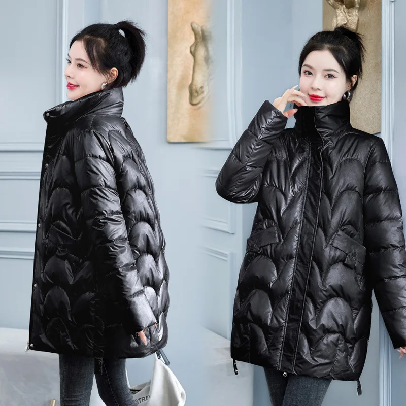 

Новинка Зима 2022, женский пуховик, Повседневная Свободная хлопковая одежда средней длины, модная короткая Флисовая теплая куртка, элегантна...