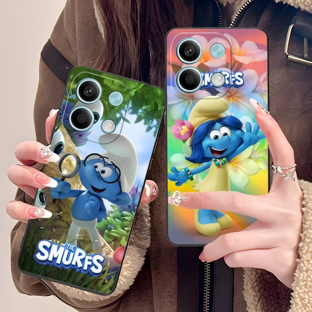 Smurfs Smurfette Smart Mobile Phone Case для Xiaomi POCO M6 M5 M4 M3 X6 X5 X4 X3 F6 F5 F4 F3 F2 C40 Pro GT 5G Черный чехол